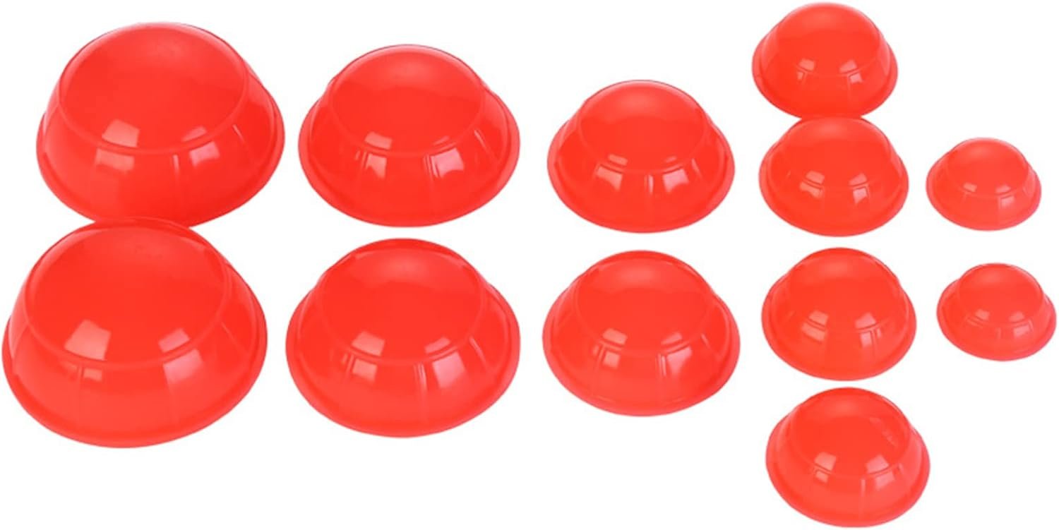 12 Piece Cupping Set Vacuum Cupping Therapy Set Stronger Suction for Myofascial Massage, Muscle, Nerve, Joint Pain Relief Facial Body Massage, Pain Relief, Muscle Relaxation Joint Pain（Red