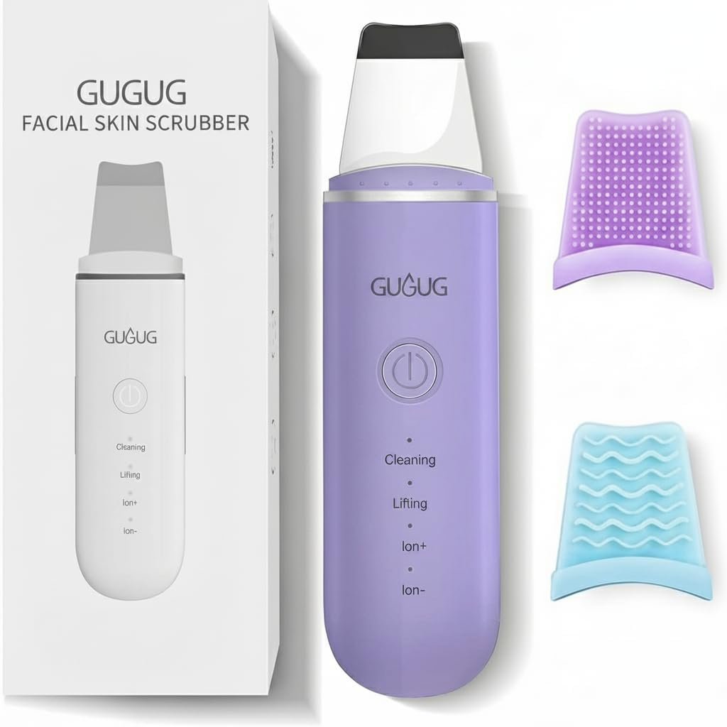 GUGUG 4-Mode Skin Scrubber Spatula, Pore Cleaner, Blackhead Remover, Purple