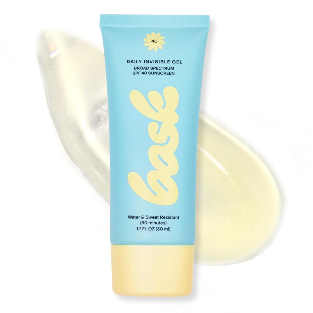 Bask SPF 40 Daily Invisible Gel Face Sunscreen – Broad Spectrum Protection, Fragrance Free, Makeup Primer, Hydrating, Clear, Lightweight & Non-Greasy, Dermatologist Recommended, 1.7 fl oz