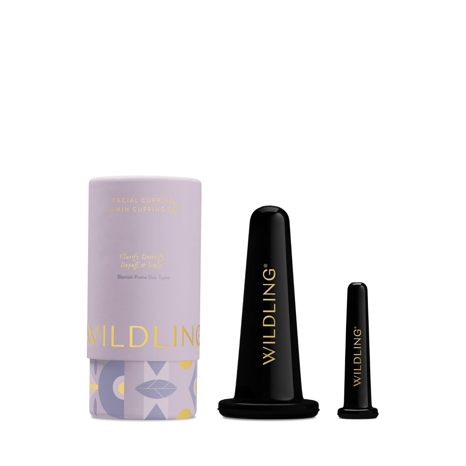 WILDLING Lumin Cupping Set I Facial Cupping Tools to Decrease Puffiness, Increase Collagen Production, Sculpt Cheeks + Chin, Detox + Clear Breakouts