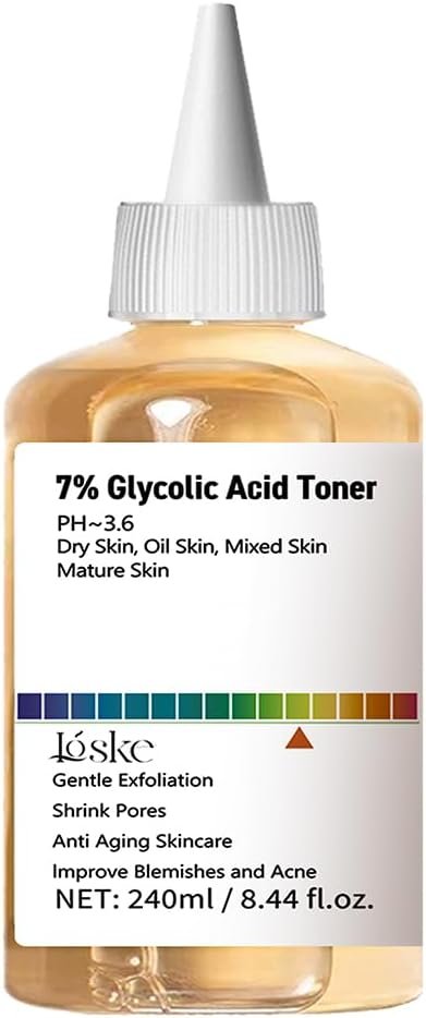 7% Glycolic Acid Face Exfoliating Toner for Clear Skin, Pore Minimizer, Radiant Complexion Enhancer, Daily Use Gentle Formula