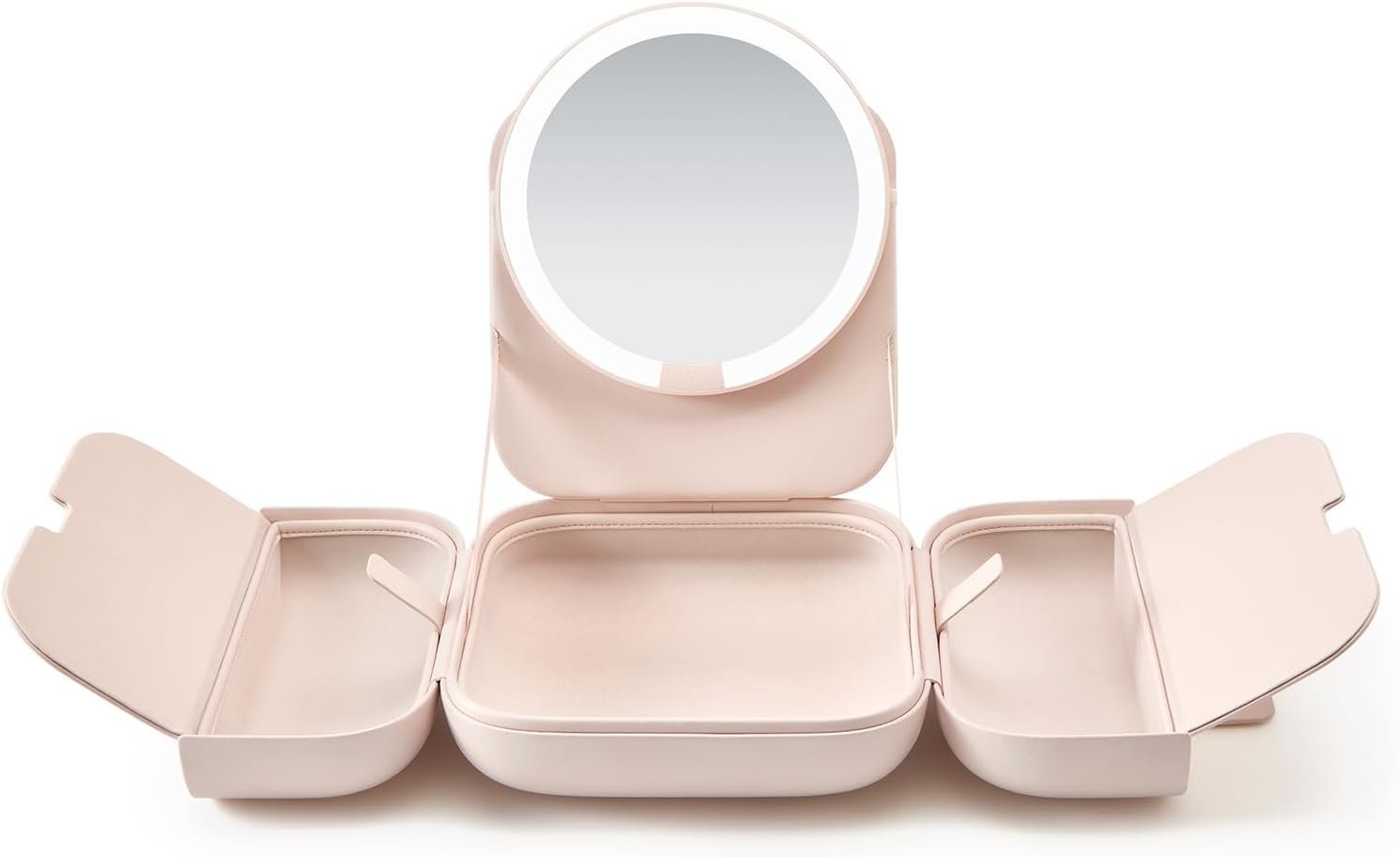 AMIRO Travel Makeup Bag with 5 Level Brightness&3 Color LED Mirror, M2 Pink