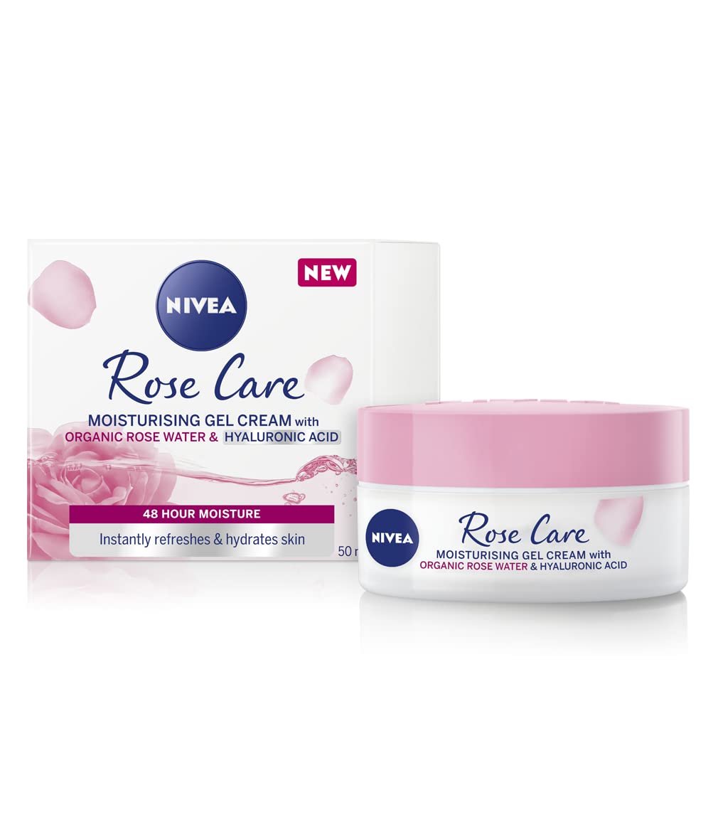 24h Day Cream (50 ml), Face Care with Rose Water and Hyaluron, Light Gel Face Cream for Smooth Delicate Skin, Moisturising Cream