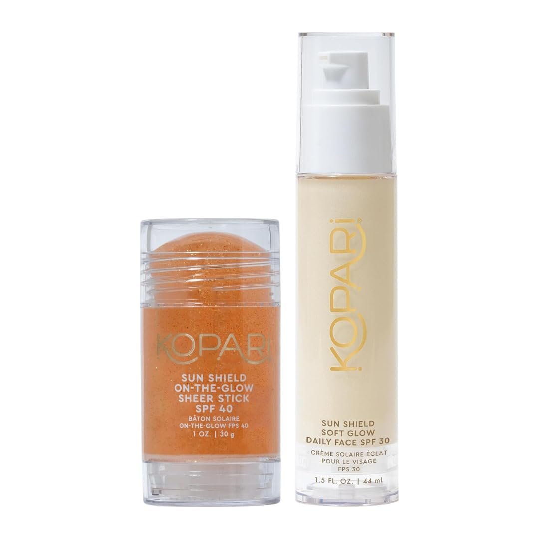 Kopari Sun Shield On-The-Glow Sheer Sunscreen Stick SPF 40 & Sun Shield Soft Glow Daily Face SPF 30