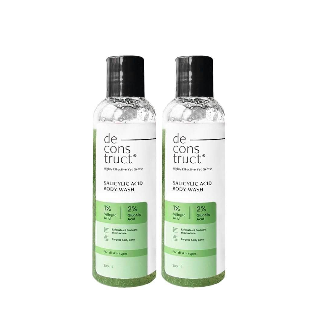Deconstruct 1% Salicylic Acid Body Wash with 2% Glycolic Acid | Prevents Body Acne, Rough & Bumpy skin | Deeply cleanses skin | Shower gel for Women & Men- 200ml (Pack of 2)