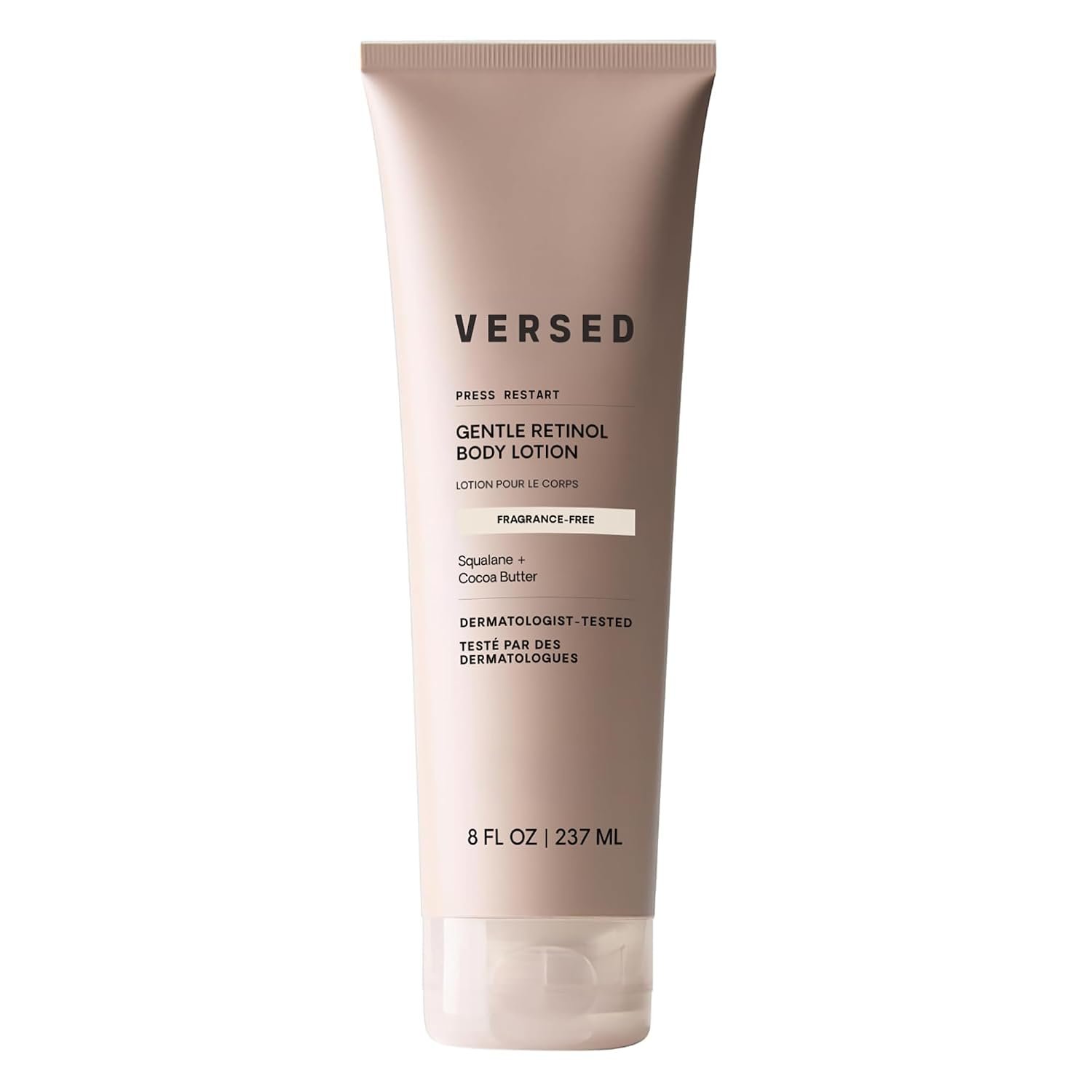 Versed Press Restart Retinol Body Lotion – Cocoa Butter + Squalane Moisturizer for Dry Skin – Firming Body Retinol to Smooth Texture & Brighten Skin – Body Breakout Treatment, 8 Fl Oz