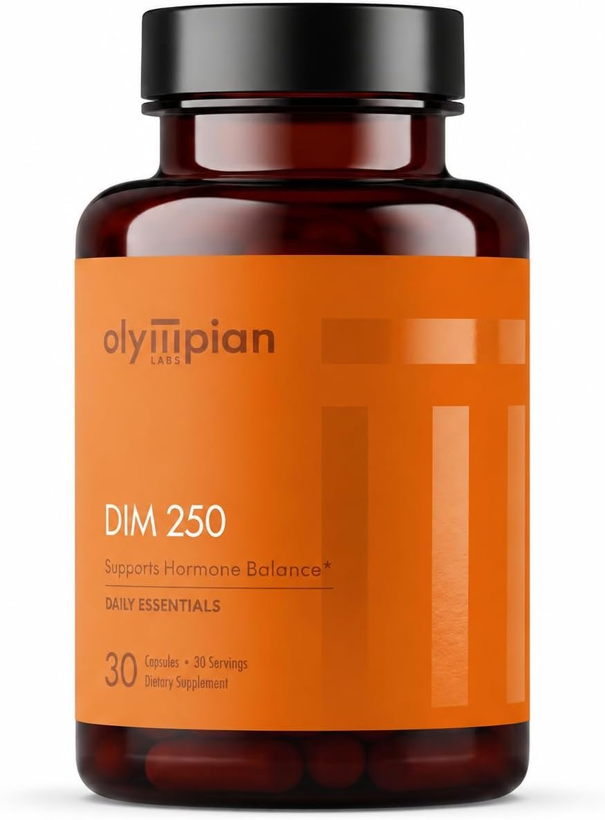 Olympian Labs DIM Supplement with BioPerine 250mg, 30 Caps Metabolize Estrogen Level, Prostate, Uterine, Cervical Health