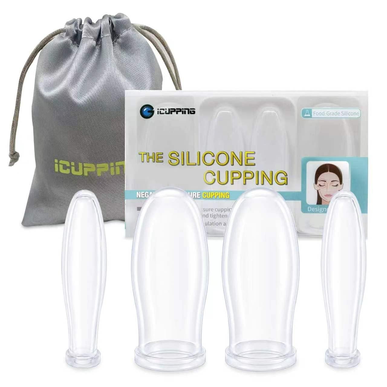 ICUPPING Silicone Facial Cupping Set for Face, Massage Cups, 4 Cups