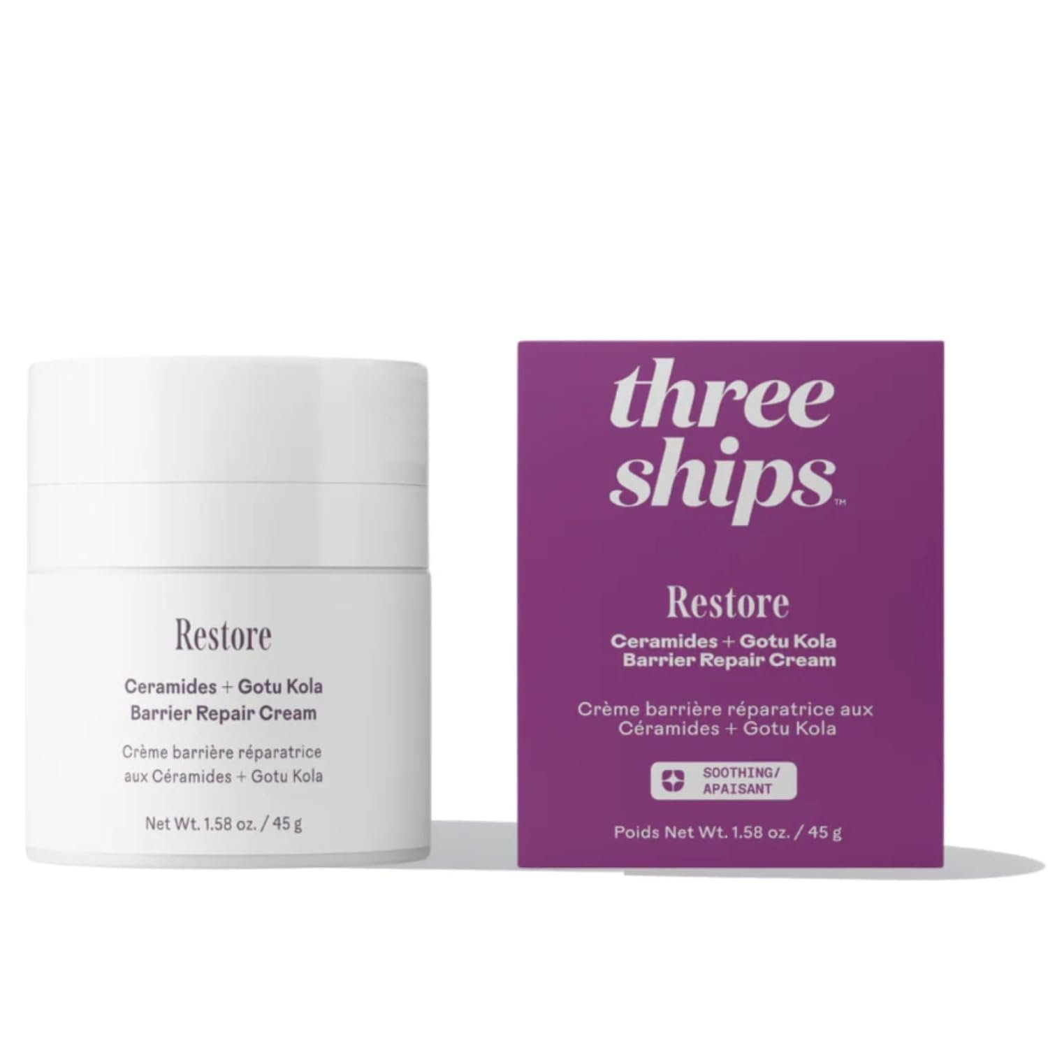 Three Ships – Restore Ceramides + Gotu Kola Barrier Repair Cream (1.58 oz)
