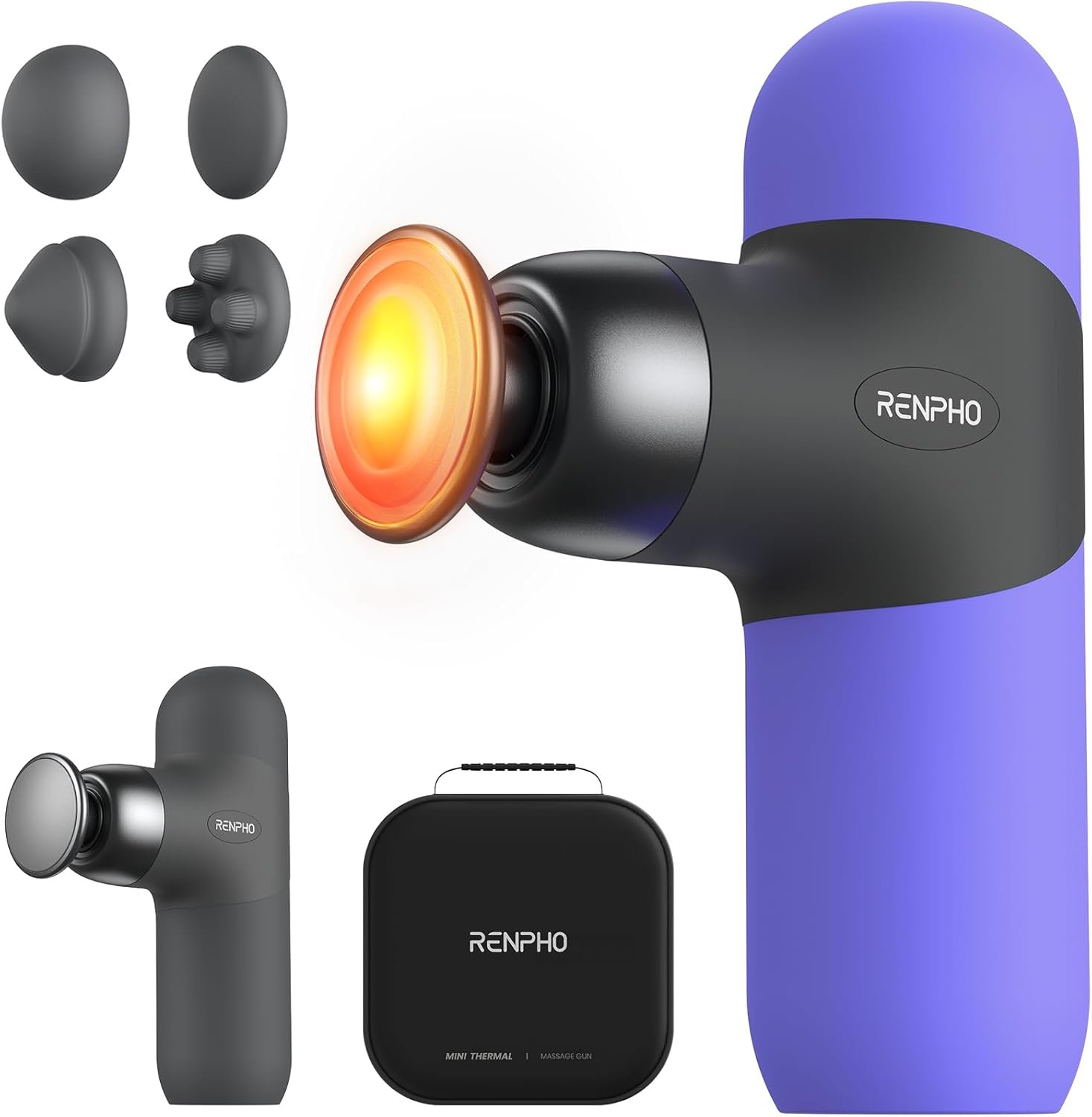 RENPHO Mini Thermal Massage Gun with Heat, Color Silicone Casing, 4 Speeds