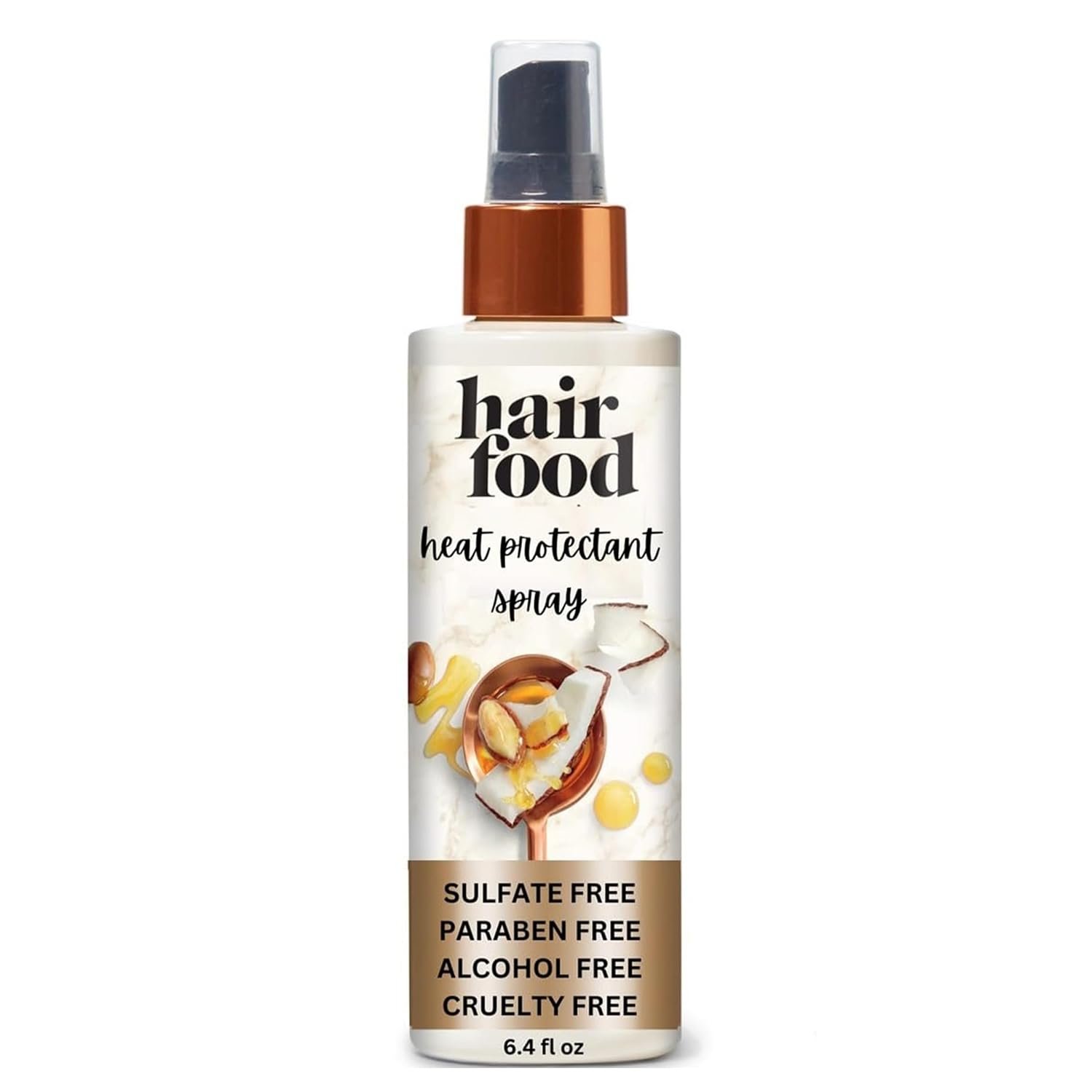 Hair Food Coconut & Argan Oil Heat Protectant Leave-In Spray for All Hair Types, 450°F Heat Protection, Sulfate-Free, Paraben-Free, Dye-Free, Alcohol-Free, Adds Shine, 6.4 Fl Oz