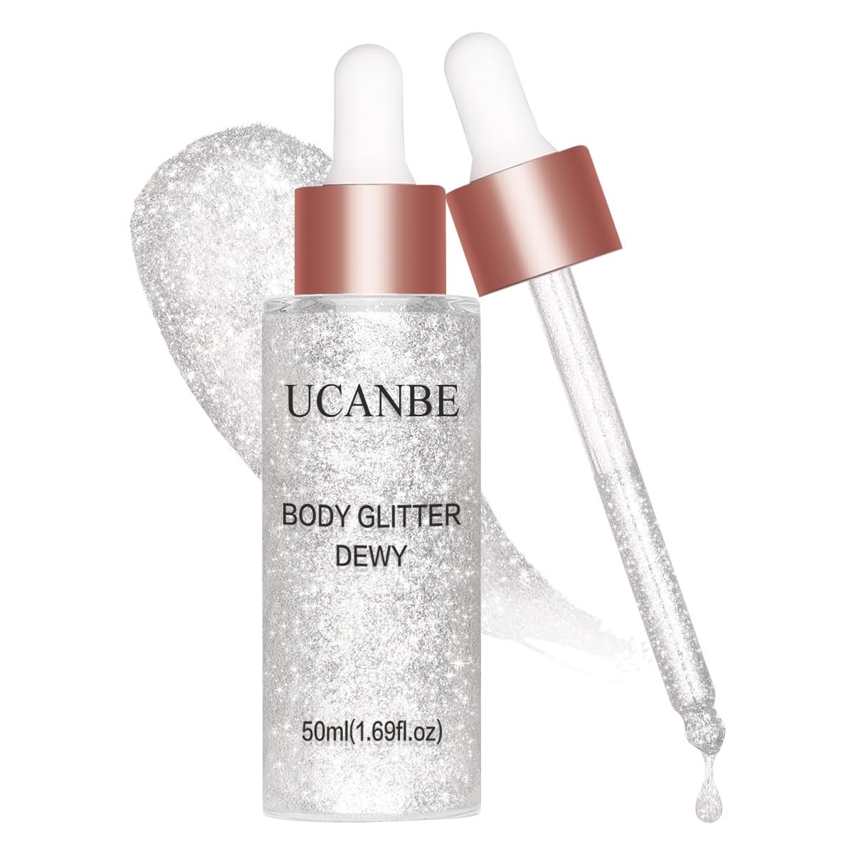 UCANBE Silver Fairy Body Shimmer Drops, Holographic Hydrating Glow