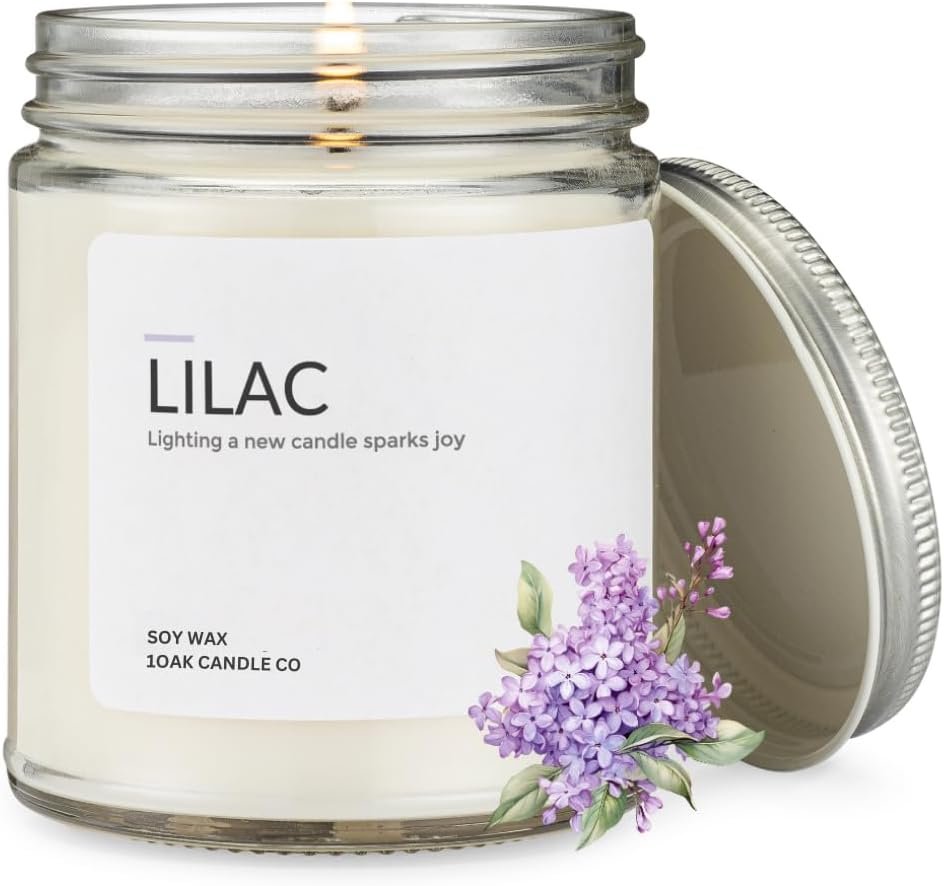 1OAK Lilac Candle – Soy Wax Scented Candles (Lilac) – Soy Candle for Home Scented – Long Burning Candles Premium – Hand-Poured (7oz.)