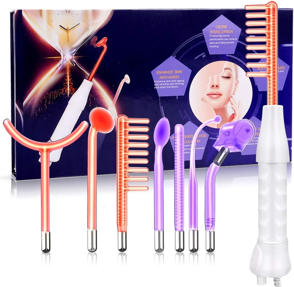 Meifuly High F Rrequency Wand Portable Machine, Portable Handheld High F requency Wand Machine with 7 Different Tubes (Multi-Colored)