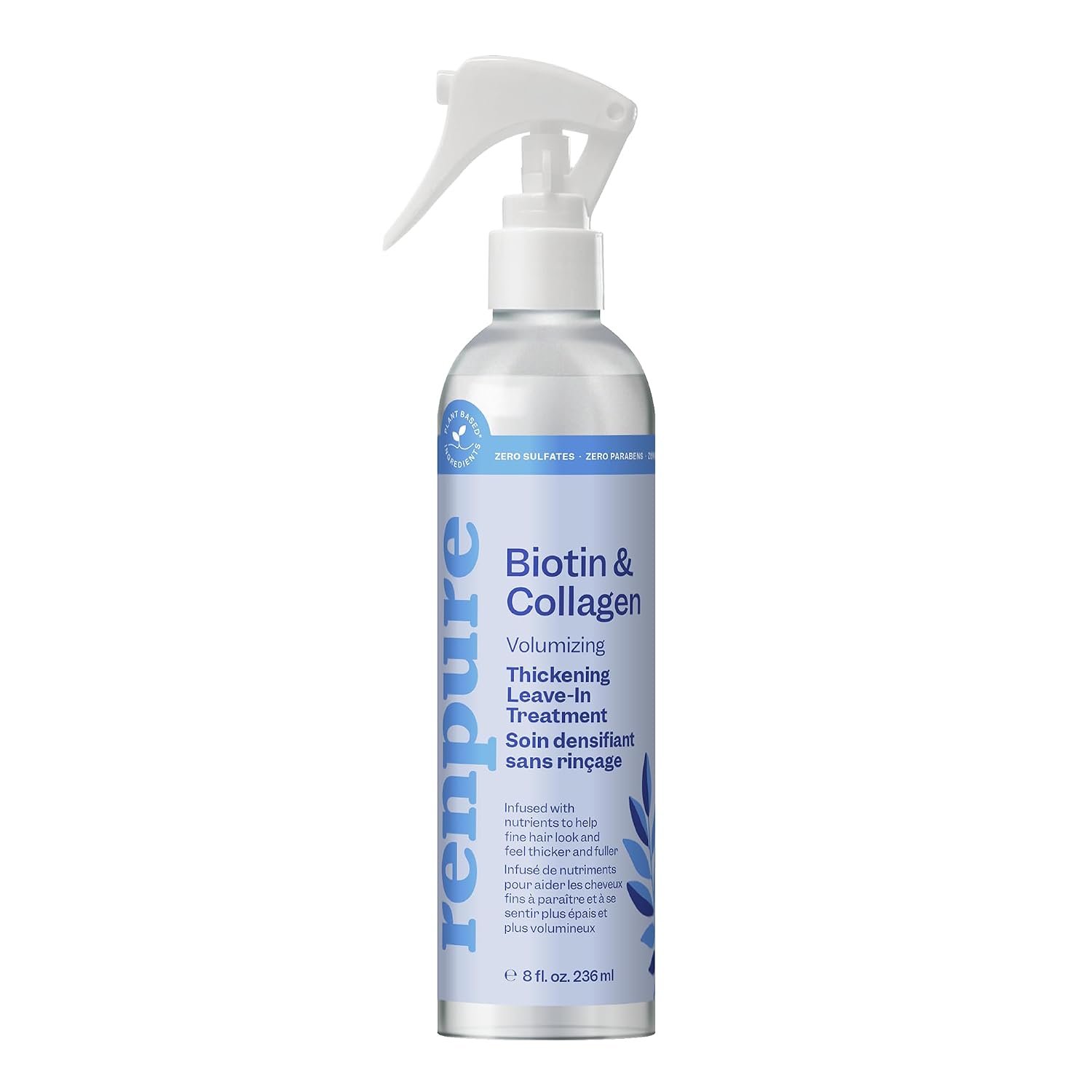 RENPURE Biotin & Collagen Leave-In Conditioner for Fine, Thin Hair 8oz