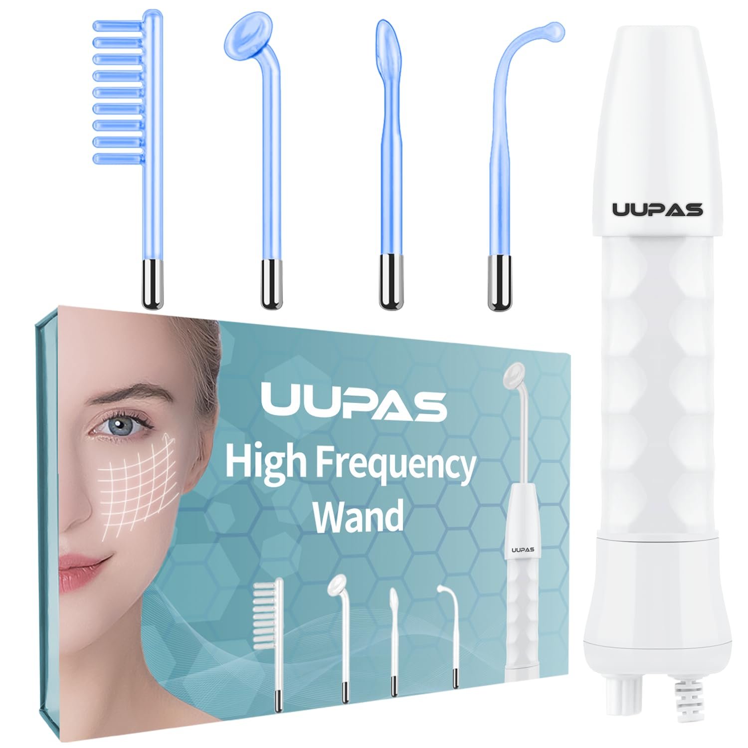 High Frequency Facial Wand – UUPAS Portable Handheld 4 in 1 Blue