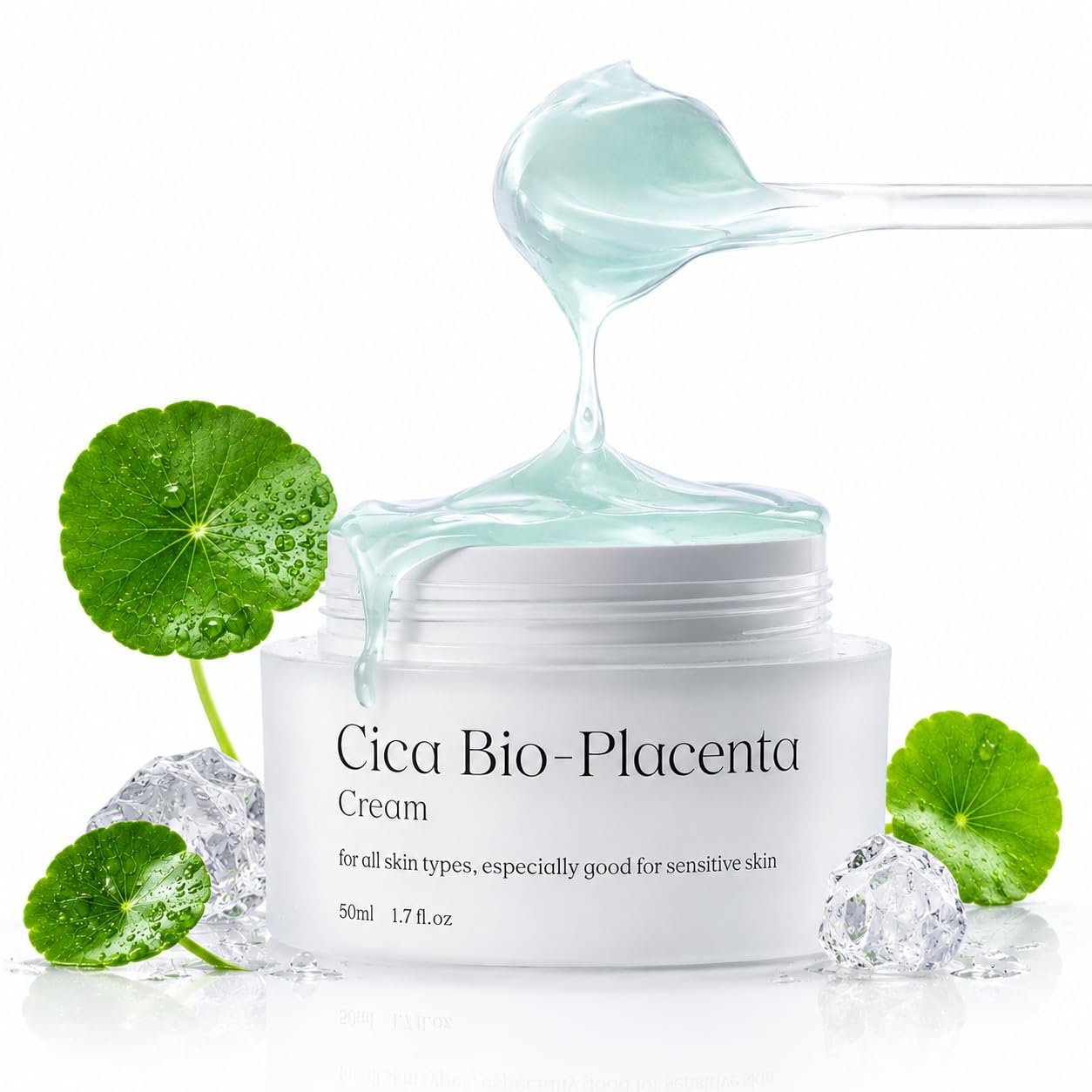 NATURAL DERMA PROJECT NDP Cica Cream – Gel Face Moisturizer for Sunburn Relief, lightweight Korean Moisturizer for Sensitive Skin, Centella Asiatica, Hydrating, Calming, Soothing (1.7 Fl oz / 50ml)