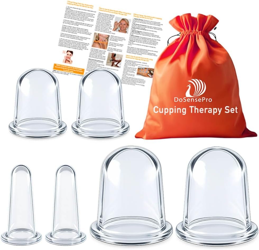 Cupping Set, 6 Silicone Cups, 3 Sizes for Body & Facial Massage