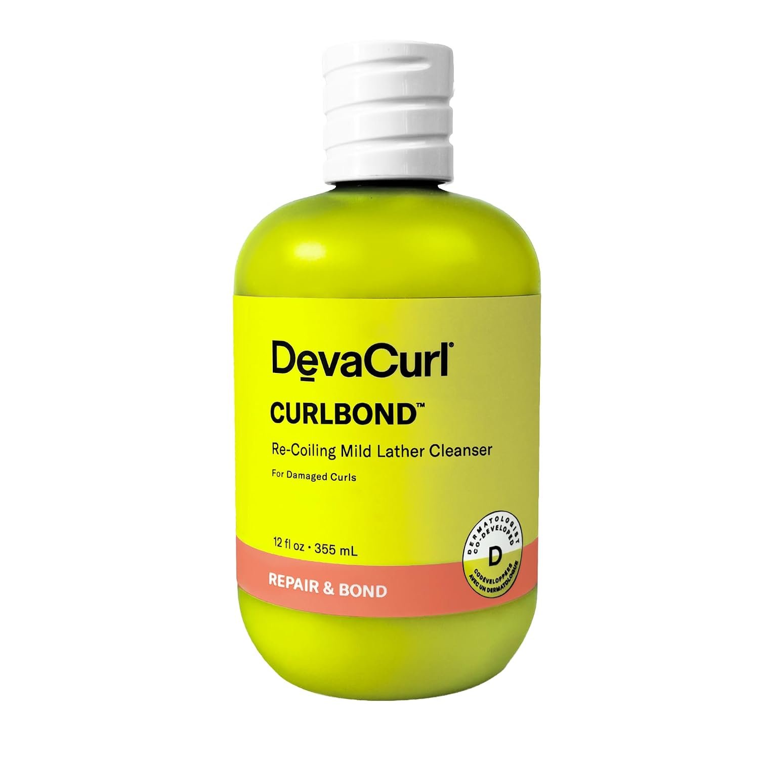 DevaCurl CurlBond Re-Coiling Mild Lather Cleanser | Reduces Frizz For Up to 48 Hours | Preserves Color Up to 30 Washes | Seals Split Ends