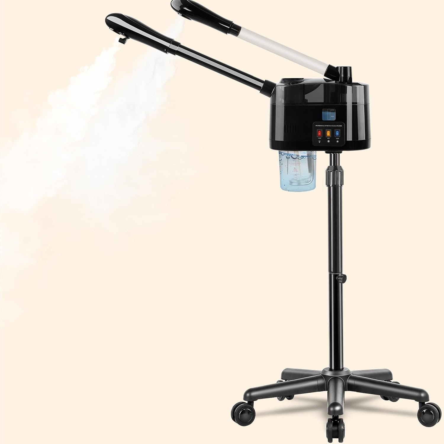 Professional Facial Steamer,Hot & Cold Ozone Esthetician Steamer,Black