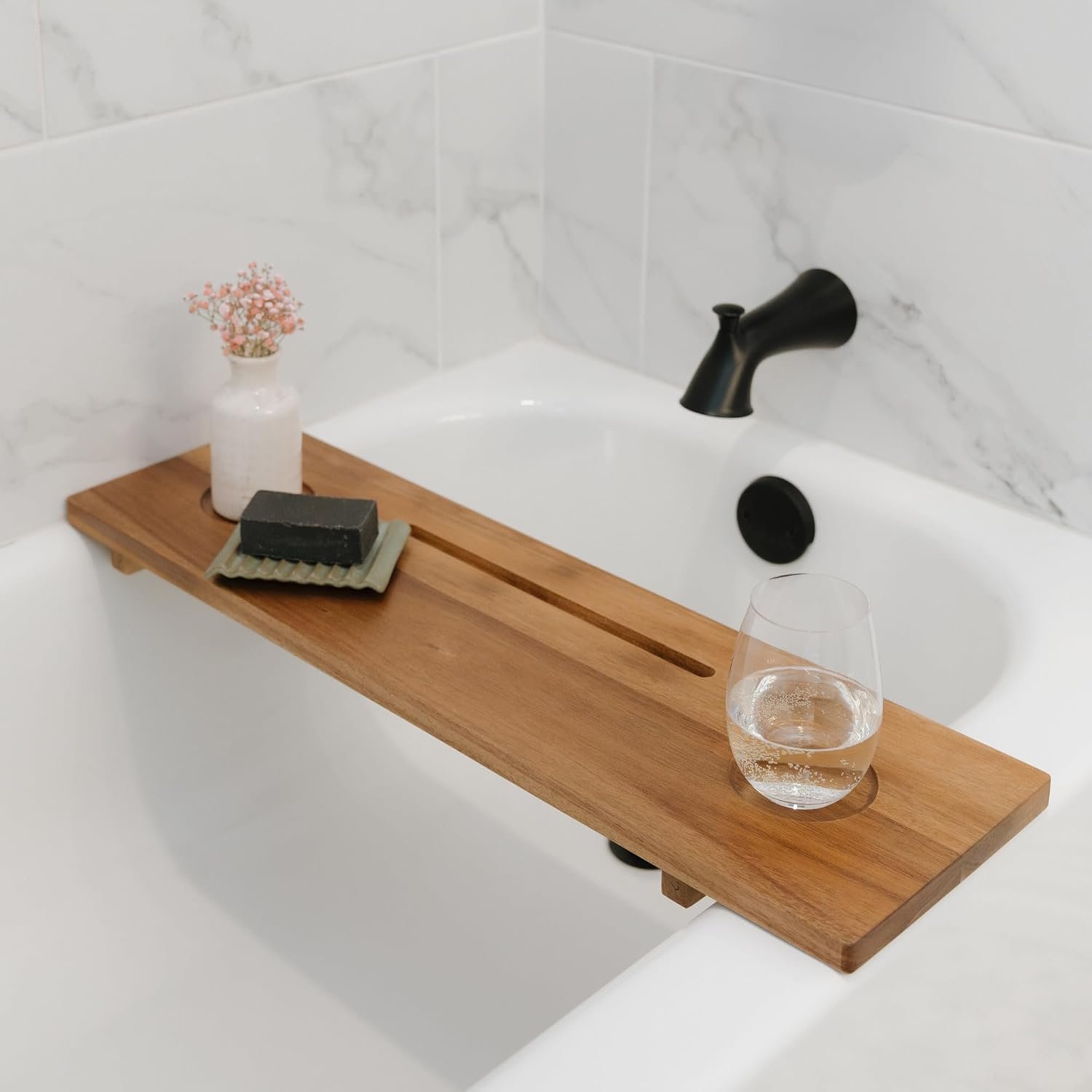 Premium Nature Shed Bathtub Tray for Standard Tubs | 29″ Solid Acacia Luxury Bath Tray for Tub | Anti-Tip, Non-Toxic, Sustainable, Adjustable Bathtub Caddy | Bathroom Accessories Holders for Tub Tray