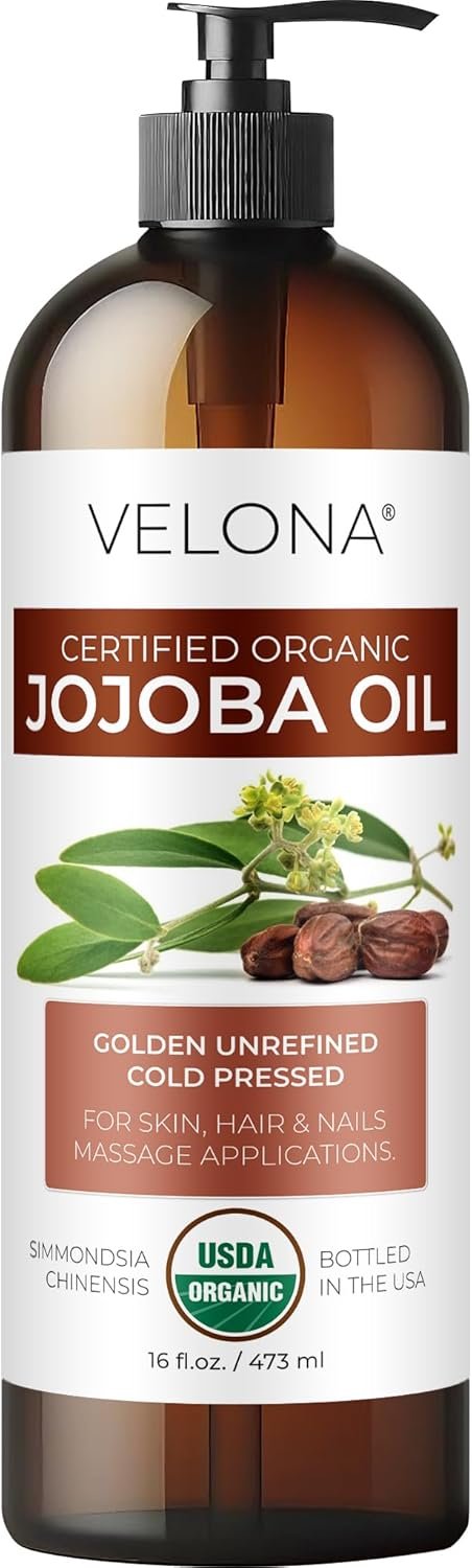 velona USDA Organic Jojoba Oil – 16 fl oz, Cold Pressed, with Pump