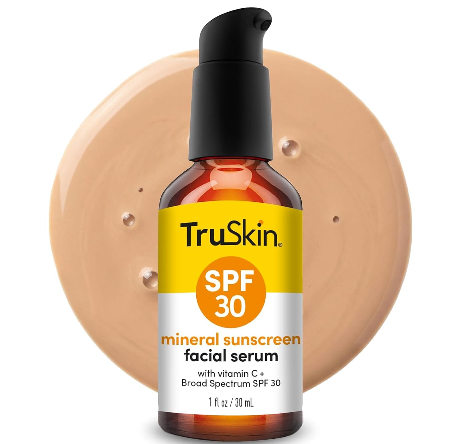 TruSkin SPF 30 Tinted Mineral Sunscreen Face Serum, Zinc Oxide, 1 fl oz