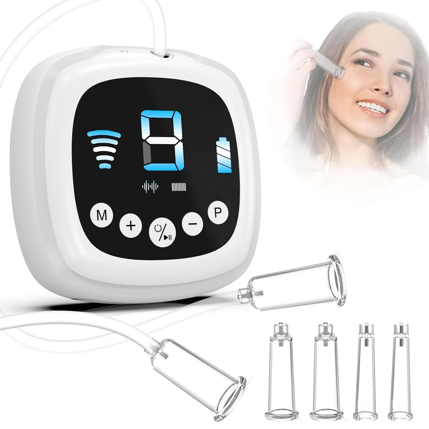 Electric Facial Cupping Set for Face with Dual-cup & Single-cup Usage