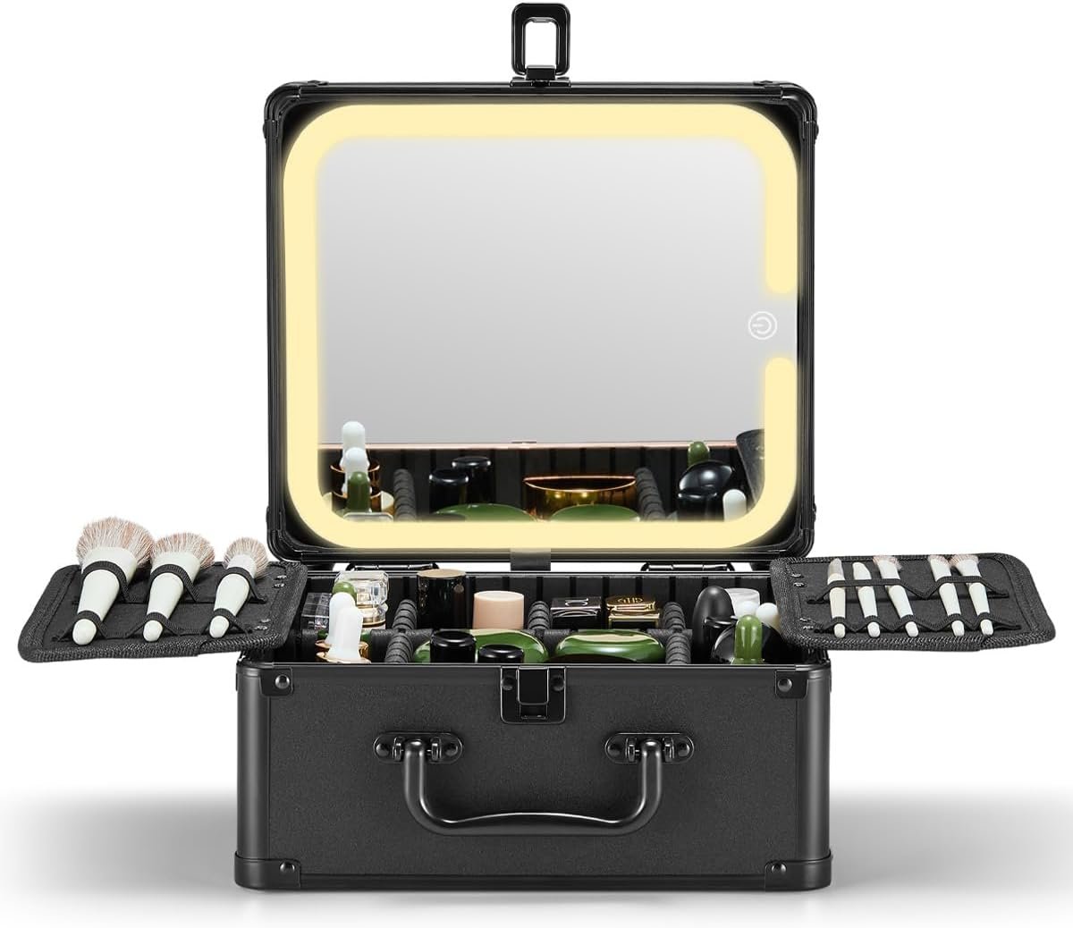 Qislee Makeup Box with Detachable Magnetic LED Mirror, Travel Train Case