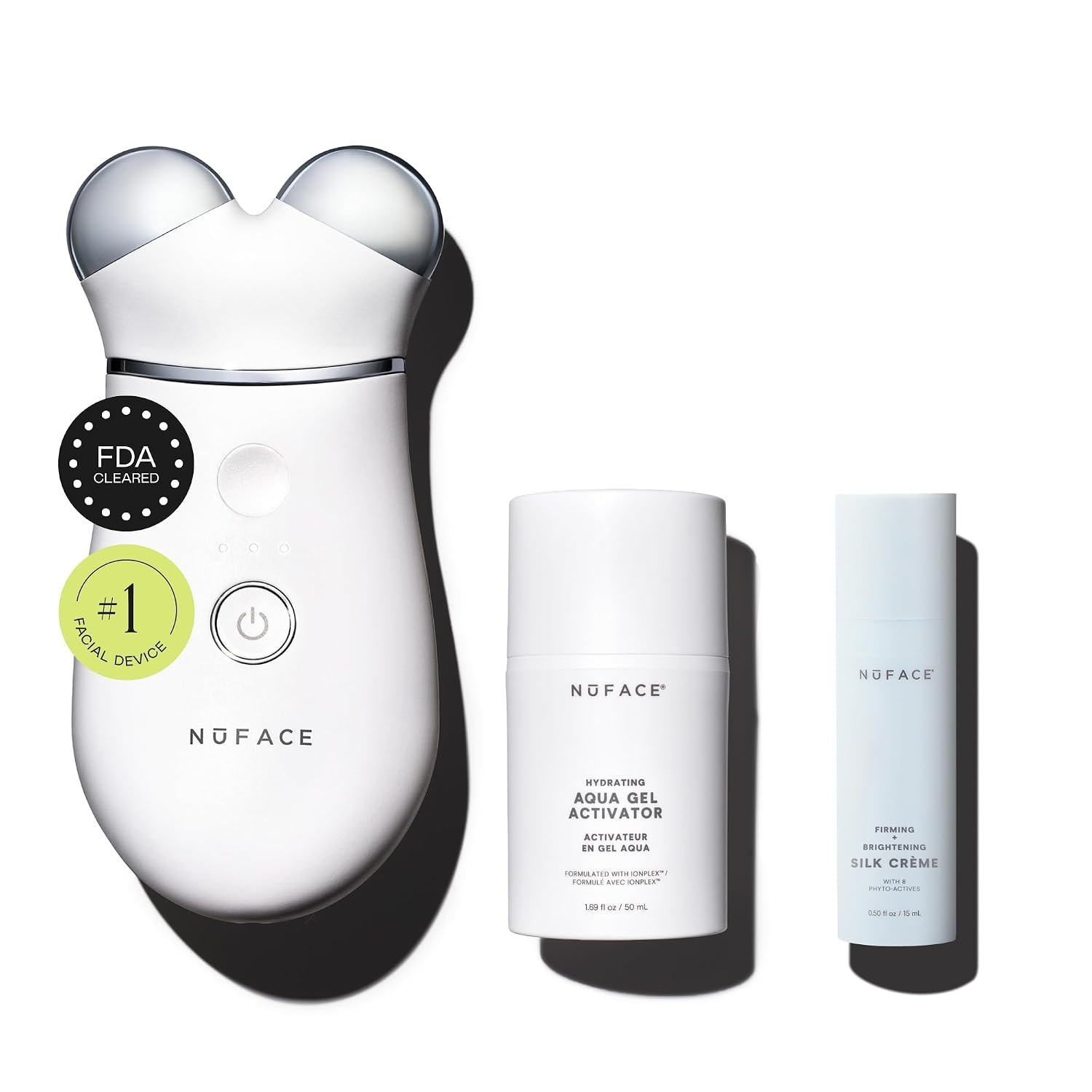 NUFACE Trinity+ Skin Tightening & Face Lift Device – Microcurrent Facial Sculpting Tool to Contour Cheeks, Jawline & Neck, 3 Frequencies, Supports Lymphatic Drainage + Activator Gel, White