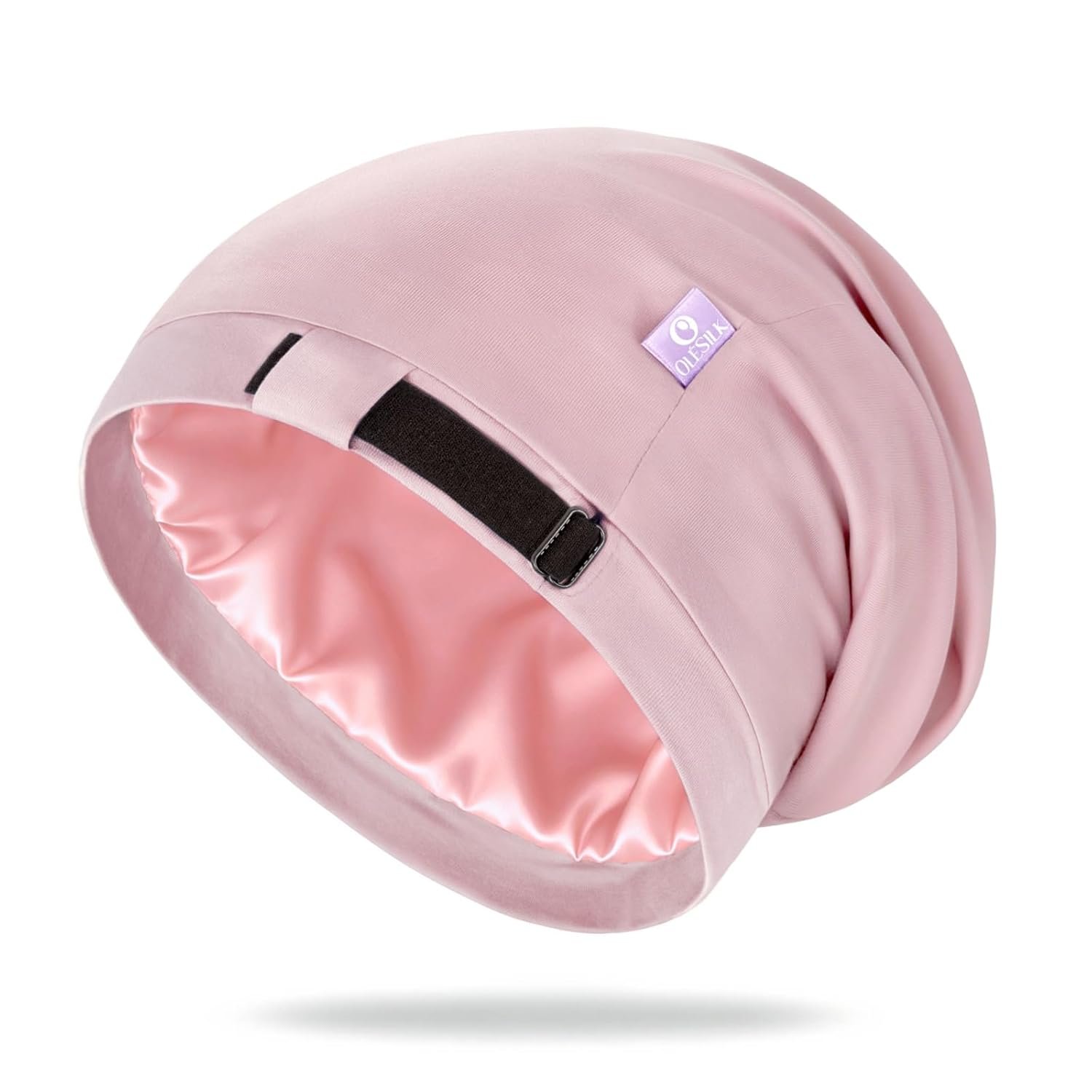 OLESILK 100% Mulberry Silk Bonnet for Sleeping Women, Hair Wrap for Curly Hair Care, Real Silk, Not Satin, Pink