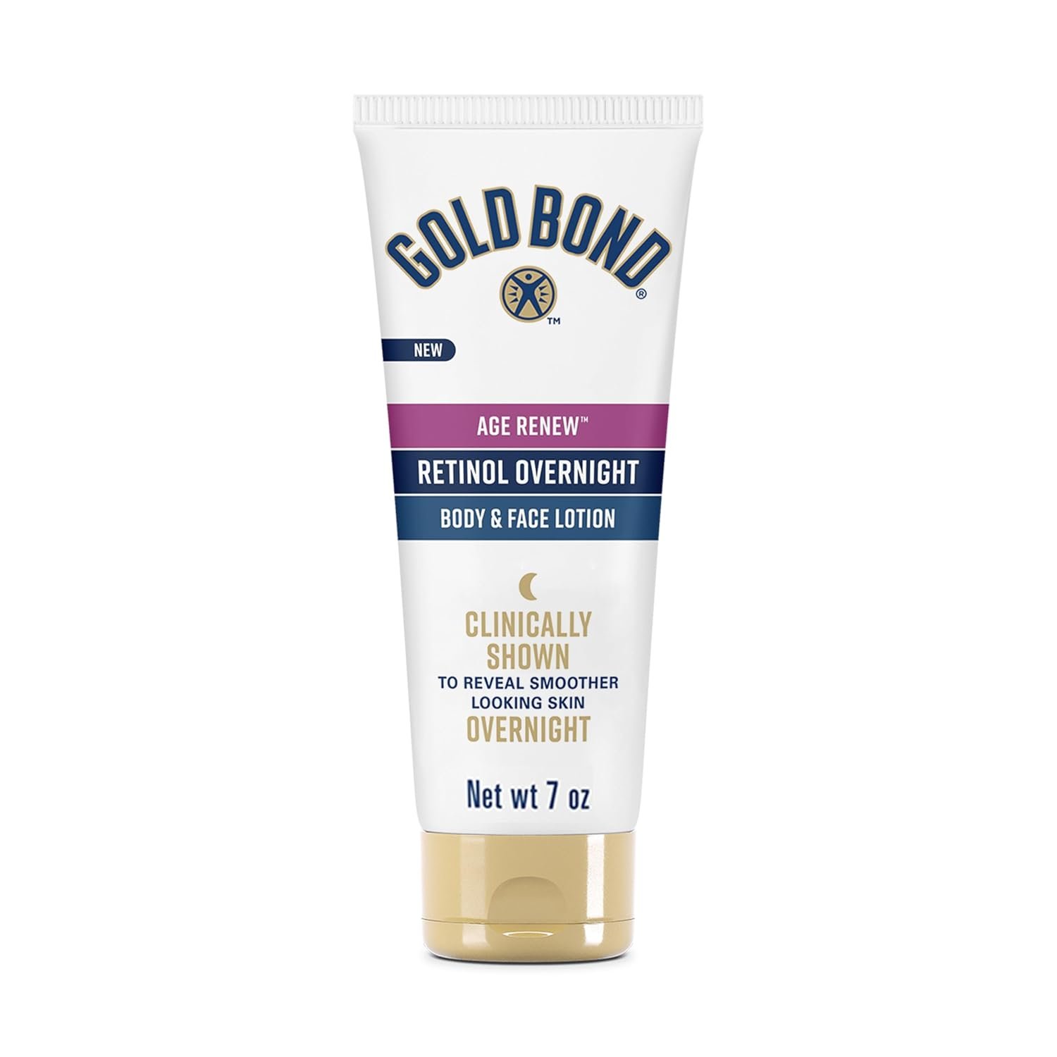 Gold Bond Age Renew Retinol Overnight Body & Face Lotion, Retinol Face and Body Lotion with Peptide Complex, 7 oz
