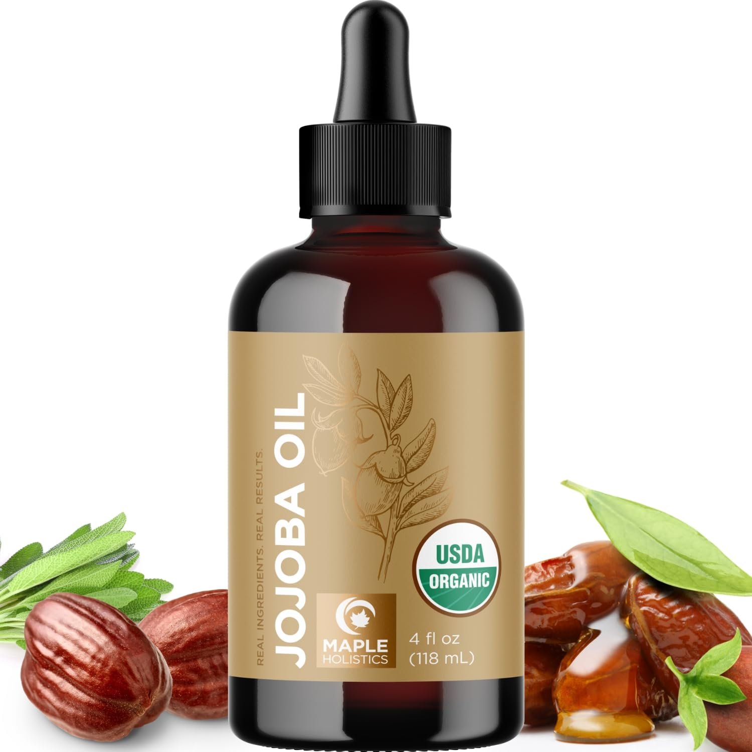 Organic Jojoba Oil Cold Pressed Unrefined – 100% Pure Organic Certified Oil for Skin Hair & Nails – Organic Skin Care & Natural Beauty DIY Carrier Oil – Dermatologist Tested & Non GMO (4 Fl Oz)