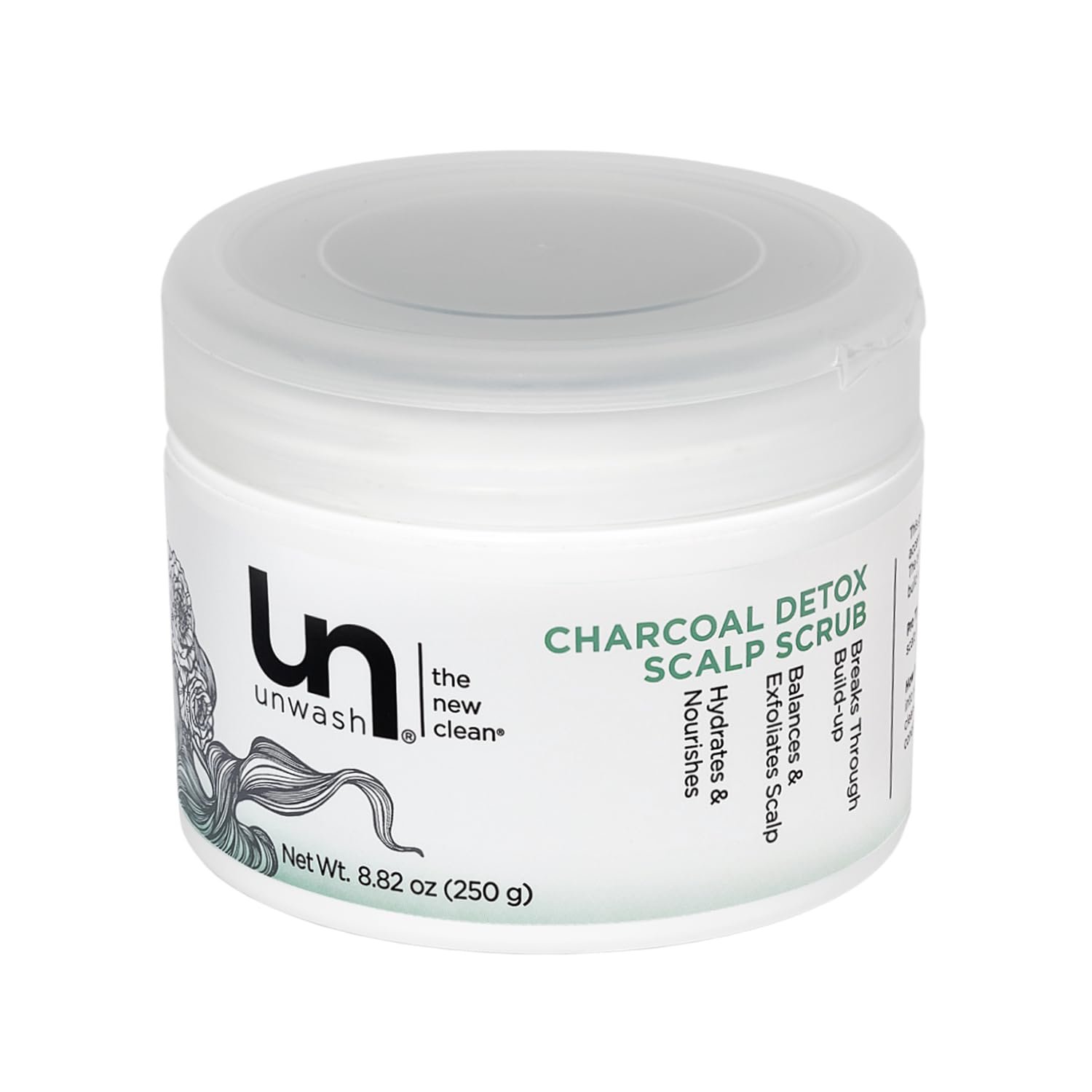 Unwash Charcoal Detox Scalp Scrub – Detoxify, Exfoliate, & Rebalance Hair & Scalp, Removes Build-Up, For Dry, Itchy Scalps Paraben Free, 8.82 oz