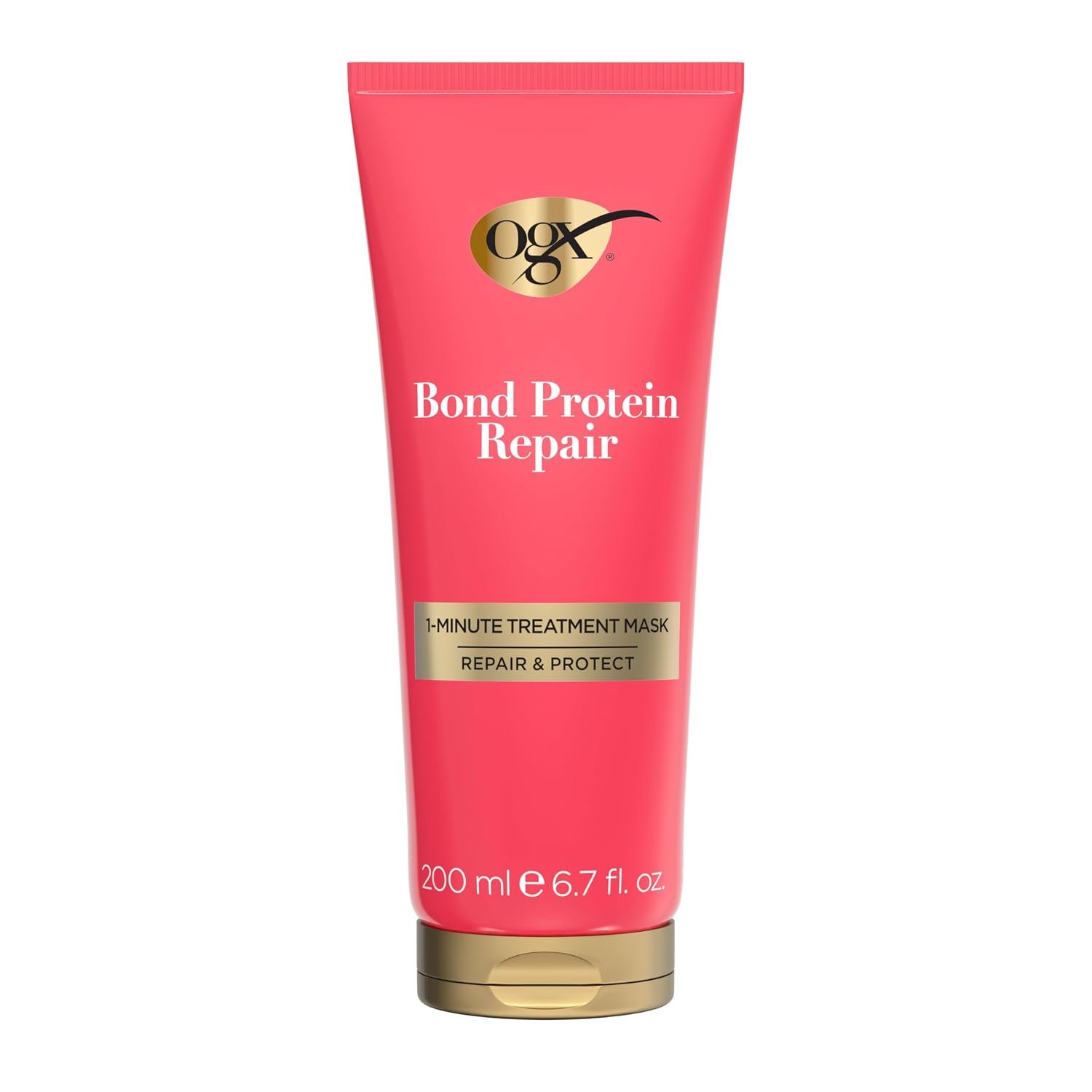 OGX Repair & Protect Bond Protein Repair 1-Minute Treatment Mask, Deep Conditioning Hair Mask Rapidly Repairs for Shiny, Smooth Hair That Lasts Between Washes, 6.7 fl. oz
