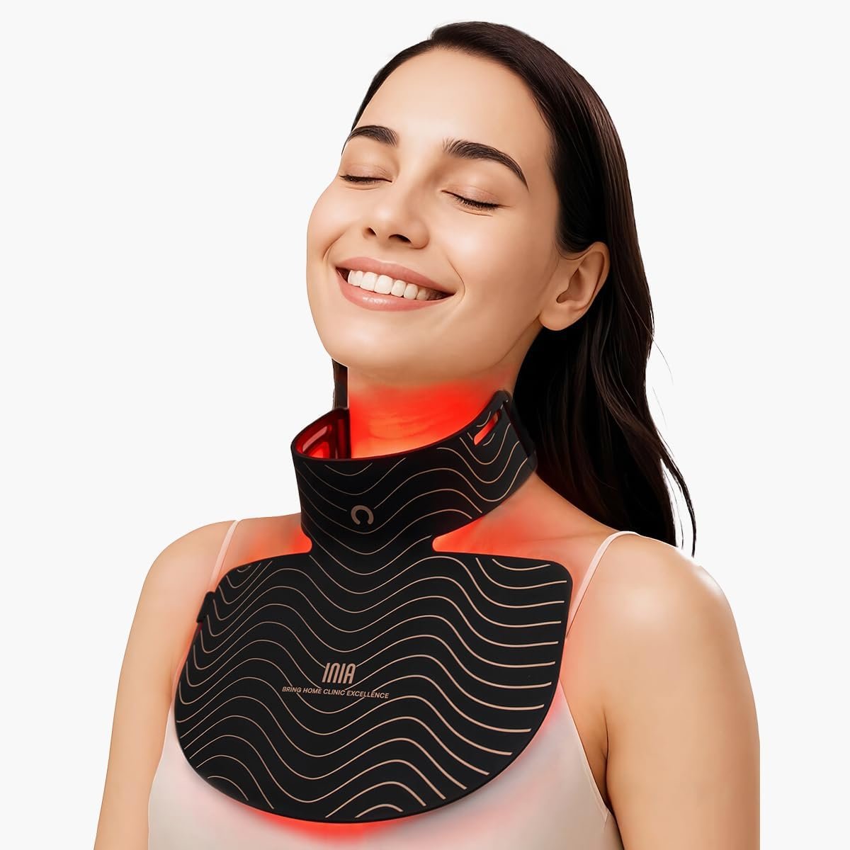 INIA Red Light Therapy Mask for Neck & Chest, 850nm NIR, Red & Yellow Light
