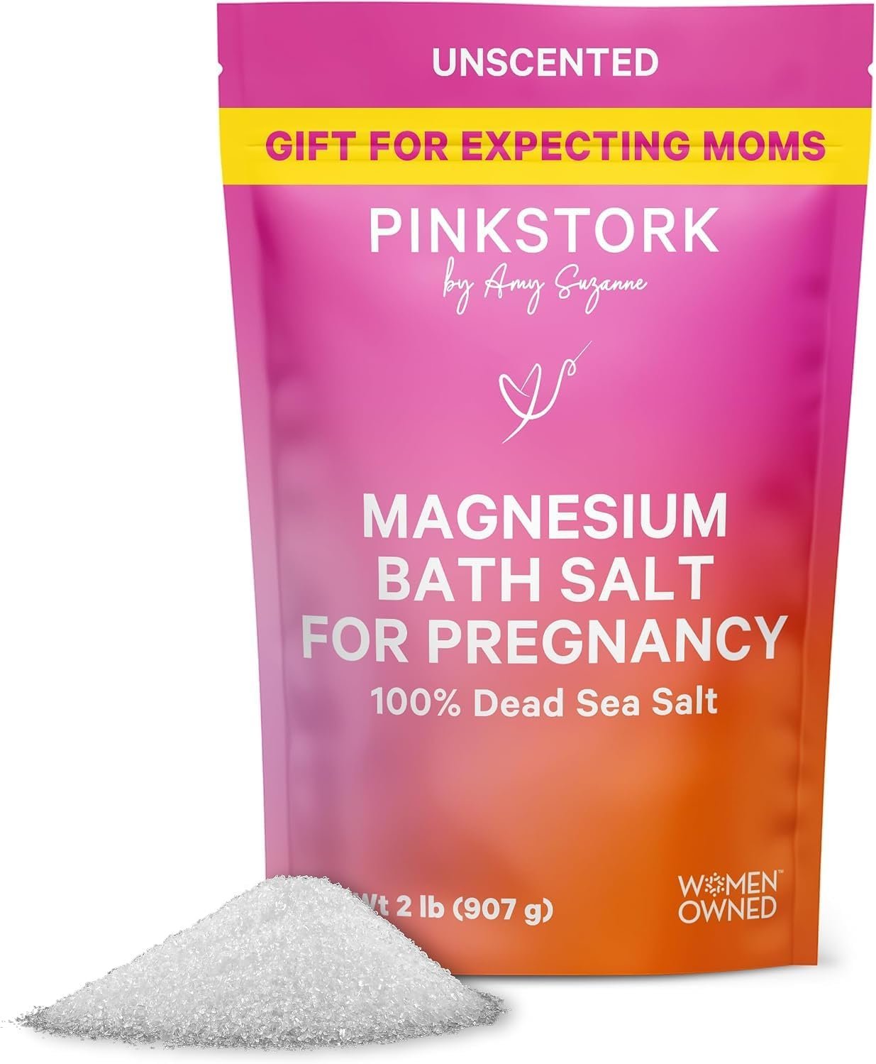 Pink Stork Pregnancy Bath Soak with Pure Magnesium Flakes, Unscented, 2 lb