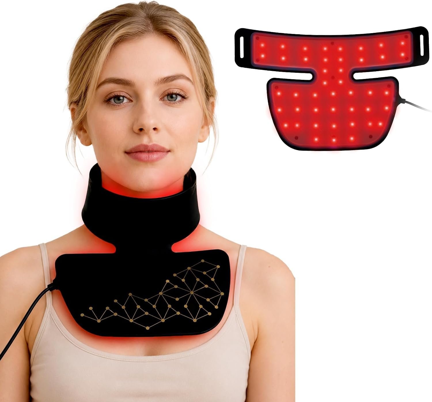 Red Light Therapy Mask for Neck&Chest, with 2000mAh Controller