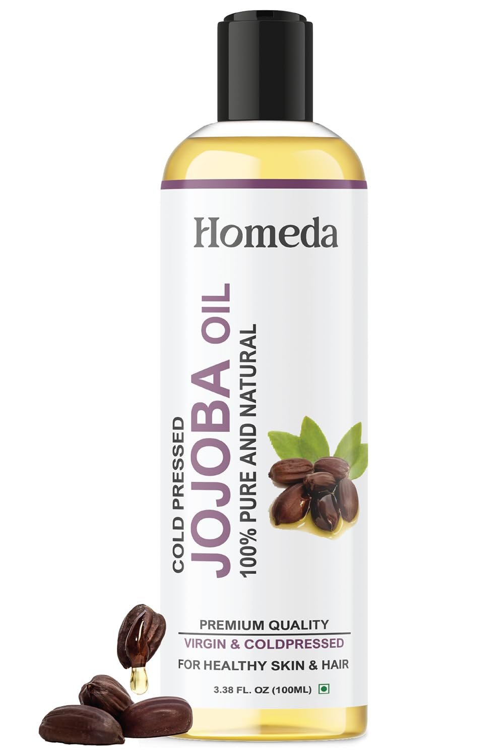 Pure Jojoba Oil Organic Cold Pressed for Hair, Skin, Nails Cuticle, Face (3.4 oz) Aceite de Jojoba Prganico Para el Cabello – Jobaba for Gua Sha, Beeswax – Unrefined Base Carrier Oil (100ml)