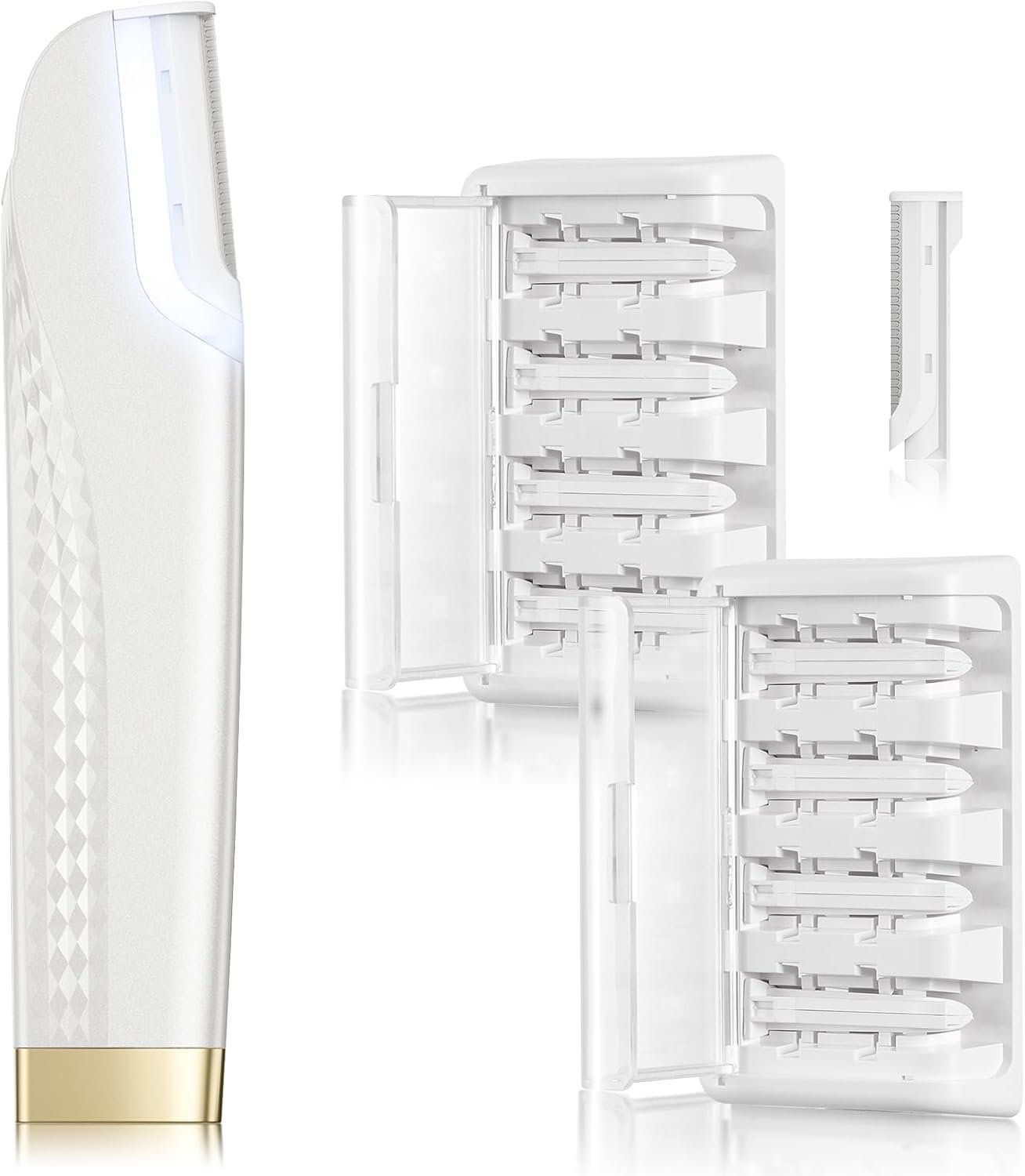 Dermaplane Razor for Women Face, Dermaplaning with 8 Refill Blades(White)