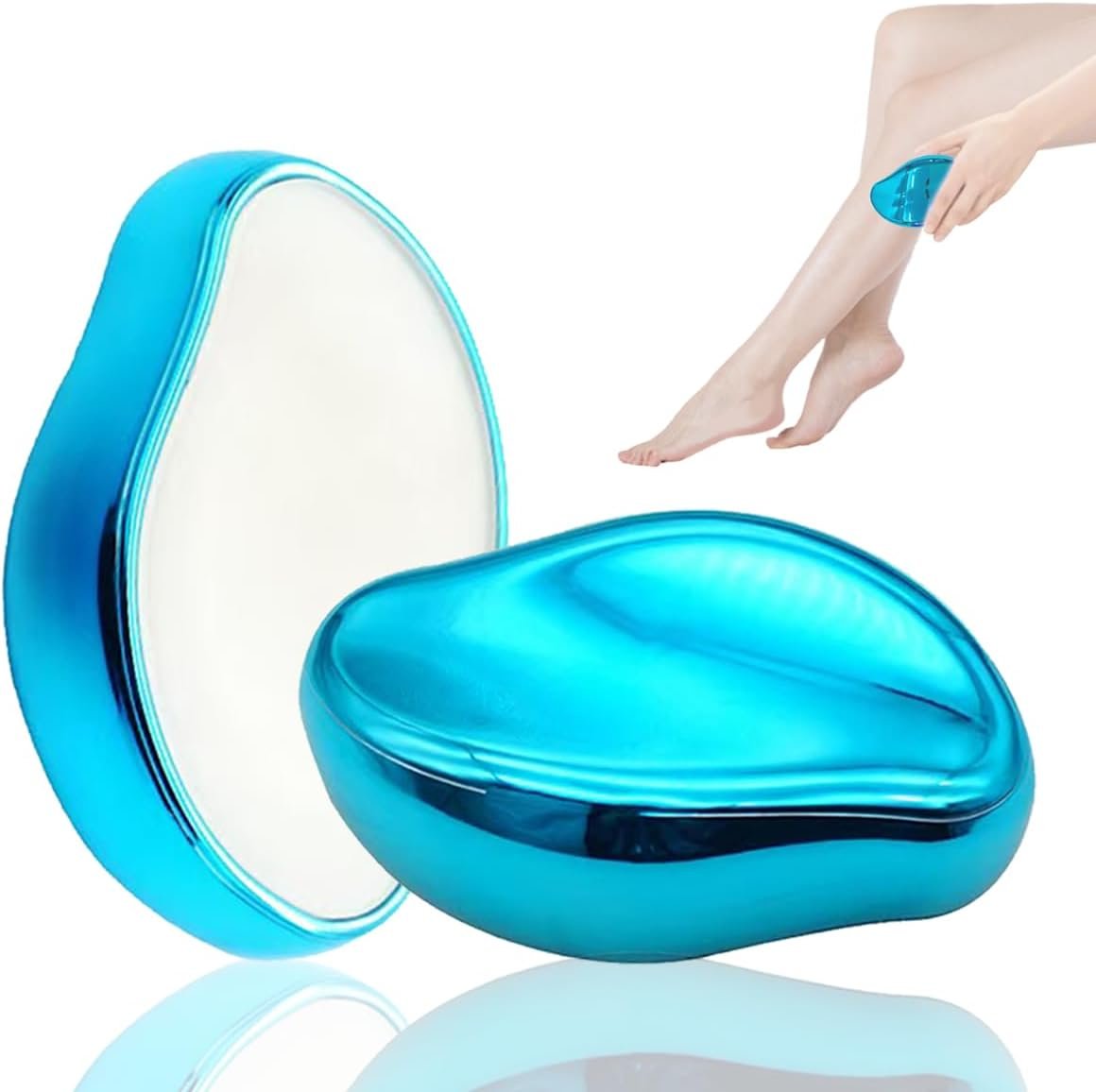 Crystal Hair Eraser for Women and man, Reusable Crystal Hair Remover Magic Painless Exfoliation Hair Removal Tool for Back Arms Legs Crystal Shaver-Nano Glass (Blue’)