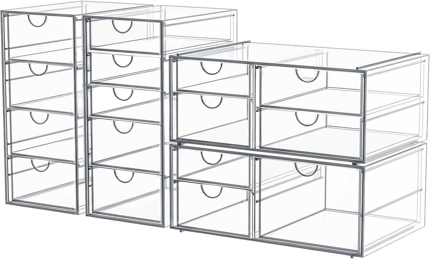 caktraie Acrylic16-Drawer Storage & Makeup Organizer for Desk