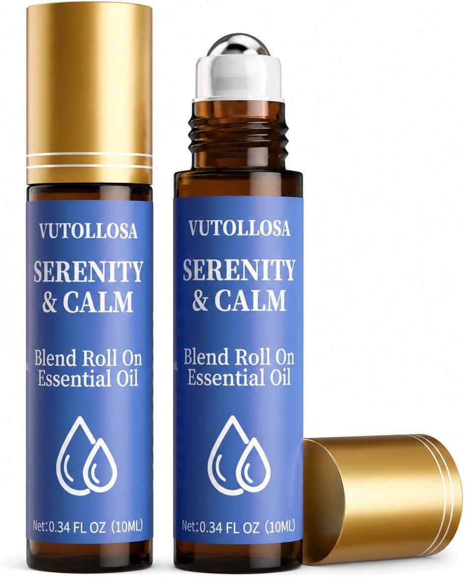 2-Pack Serenity & Calm Essential Oil Roll On | Pure Natural Essential Oil Blend | Self Care, Relaxation & Travel Gifts for Women, Teachers & Colleagues | VUTOLLOSA