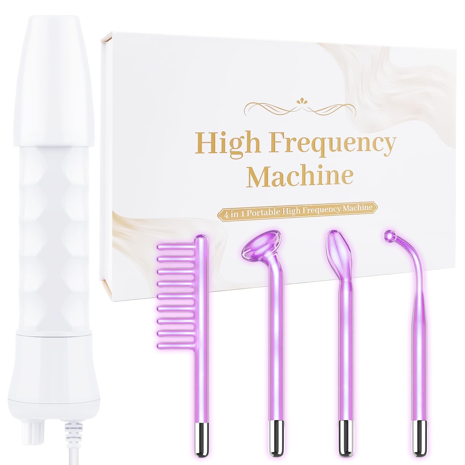 High Frequency Facial Wand – Uaike 4 in 1 Violet Portable Handheld