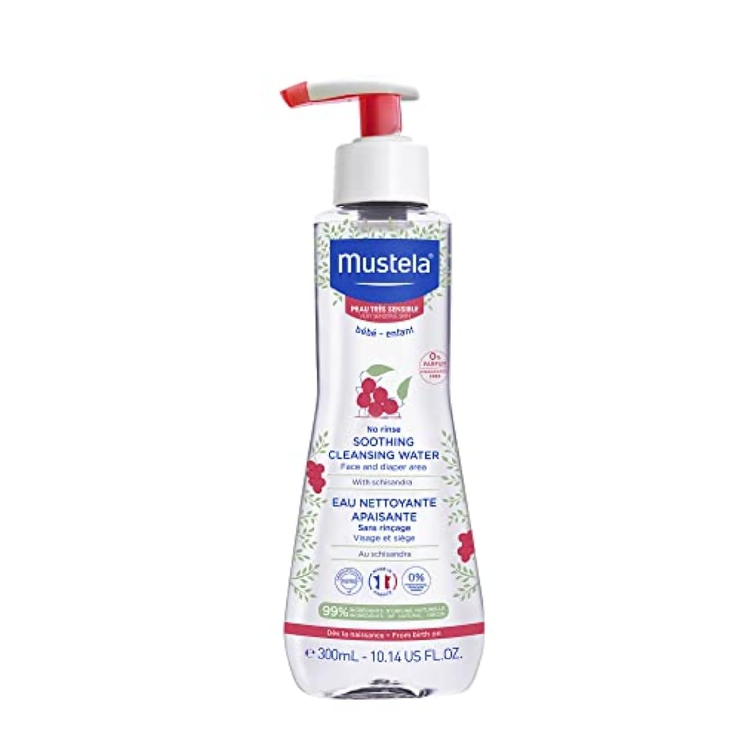 Mustela Baby Soothing Cleansing Water – No-Rinse Micellar Water for Very Sensitive Skin – with Natural Avocado & Schizandra Berry – Fragrance Free & EWG Verified – 10.14 fl. oz.