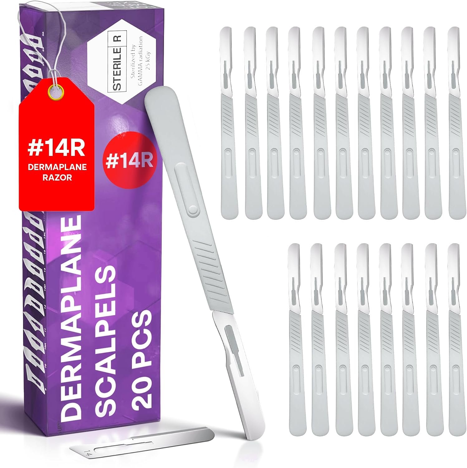 MyMed 14R Dermaplaning Razors – Pack of 20 Dermaplane Razor for Women Face