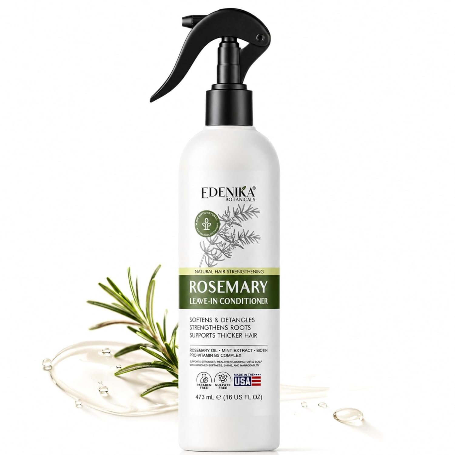 Rosemary Leave-In Conditioner & Instant Detangler Spray for Stronger Hair