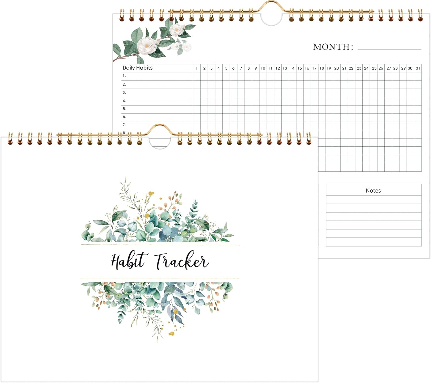 Habit Tracker Calendar – 12 Months Undated Daily Planner, 8″x10″