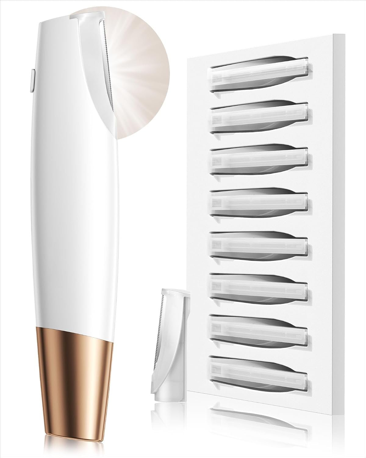 Dermaplane Razor for Women Face: Electric Sonic Facial Hair Remover-8 Blade