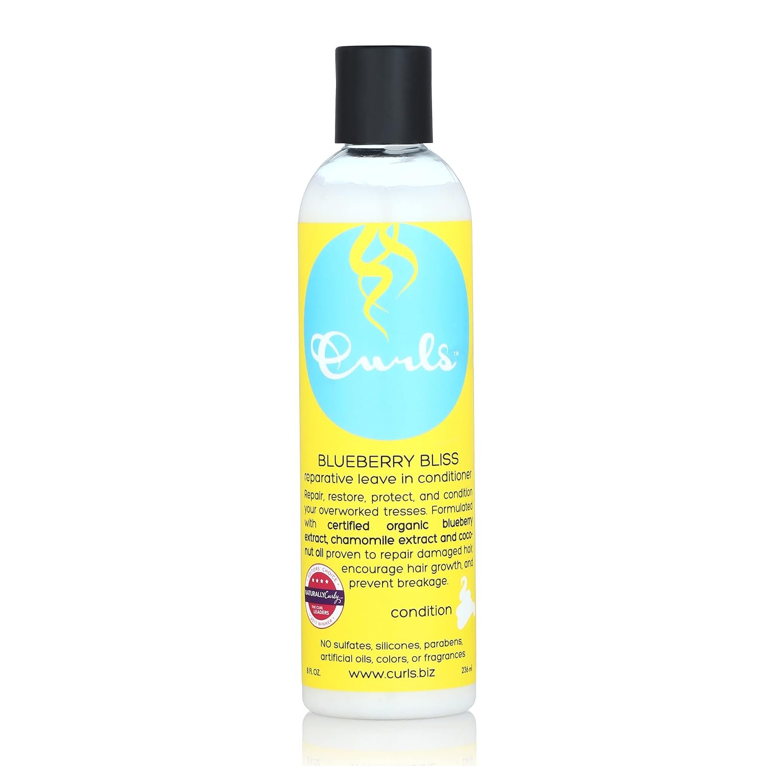 Curls Blueberry Bliss Reparative Leave In Conditioner – 8 oz, Helps Repair Damage and Prevent Breakage, Conditioner for Curly Hair, Wavy, and Coily Hair Types